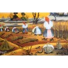 Peinture sous verre \"Moissons\" signé GREGURIC A.