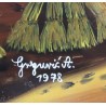 Peinture sous verre \"Moissons\" signé GREGURIC A.
