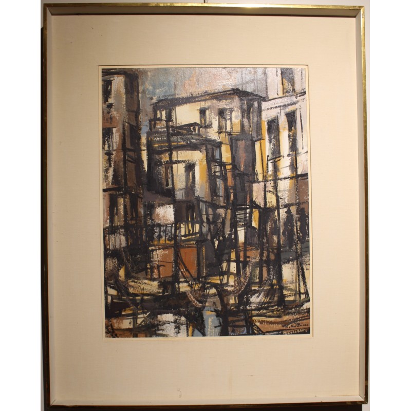 Tableau \"Composition\" signé K v BALLMOOS
