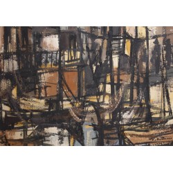 Tableau \"Composition\" signé K v BALLMOOS