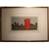 Gravure "Charette rouge" signée DE GRANDI
