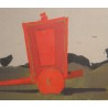 Gravure "Charette rouge" signée DE GRANDI