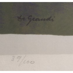 Gravure "Charette rouge" signée DE GRANDI