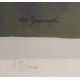 Gravure "Charette rouge" signée DE GRANDI