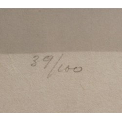 Gravure "Charette rouge" signée DE GRANDI