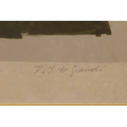 Gravure "Charette rouge" signée DE GRANDI