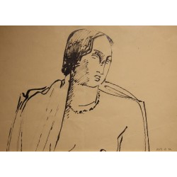Dessin "Femme" signé R. Th. B. 32