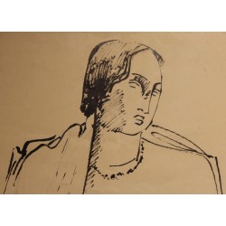 Dessin "Femme" signé R. Th. B. 32