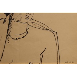 Dessin "Femme" signé R. Th. B. 32