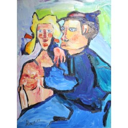 Tableau \"Couple\" signé REINEL 75