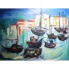 Tableau \"Port\" signé REINEL 75