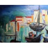 Tableau \"Port\" signé REINEL 75