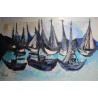Tableau \"Barques\" signé REINEL 74