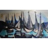 Tableau \"Barques\" signé REINEL 74