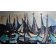 Tableau "Barques" signé REINEL 74