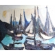 Tableau "Barques" signé REINEL 74