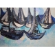 Tableau "Barques" signé REINEL 74