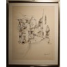 Dessin "Château d'Orbe" signé PERRENOUD 82