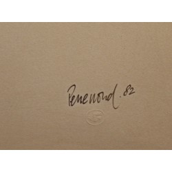 Dessin "Château d'Orbe" signé PERRENOUD 82