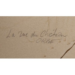 Dessin "Château d'Orbe" signé PERRENOUD 82