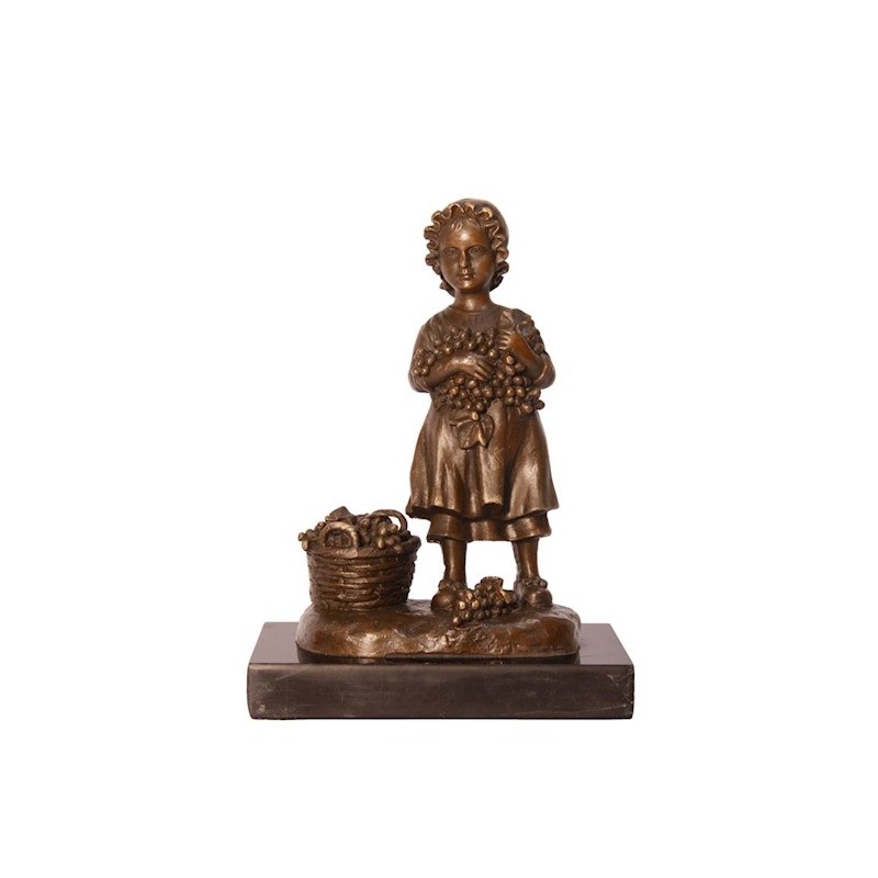 Bronze "Fillette aux raisins", socle en marbre