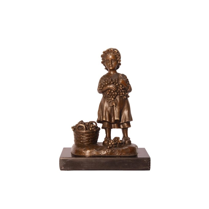 Bronze "Fillette aux raisins", socle en marbre