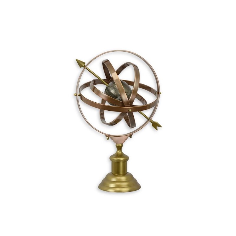 Brass armillary sphere with various patinas
