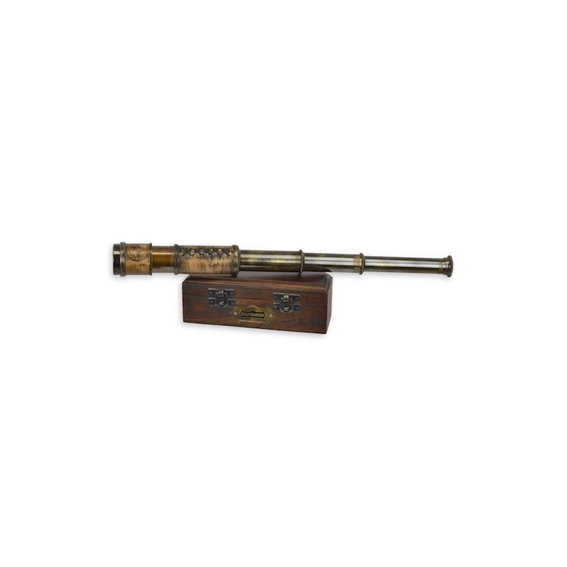 Brass spyglass with wooden case