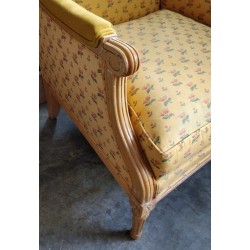 Bergère style Louis XVI tissus jaune à fleurs