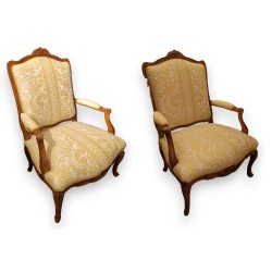 Paire de fauteuils Régence dossier plat