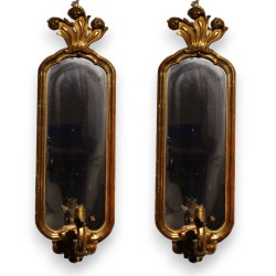 Pair of gilded Bernese mirror wall lights