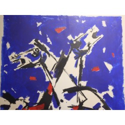 Engraving entitled ‘Horses’, signed HUSAIN