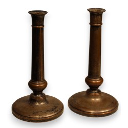 Pair of Directoire-style silver-plated copper candlesticks