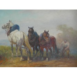 Paintings | Painting: ‘Horses Ploughing’. Moinat SA  – Antiques and home décor