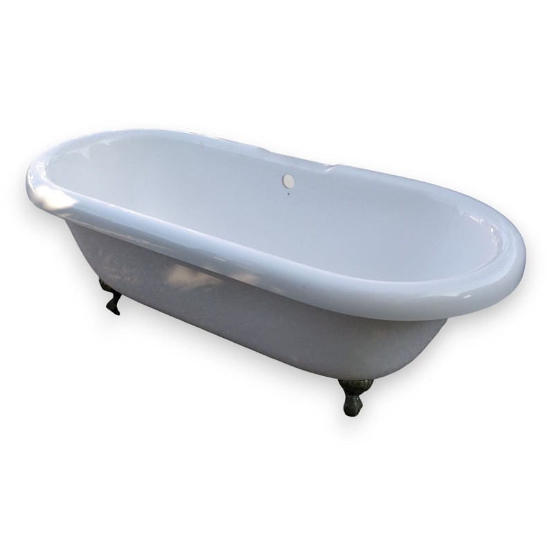 White plastic bath with chrome legs
