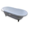 White plastic bath with chrome legs
