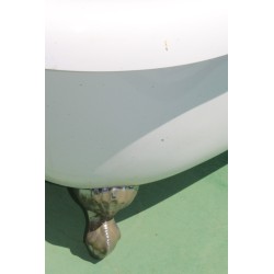 White plastic bath with chrome legs