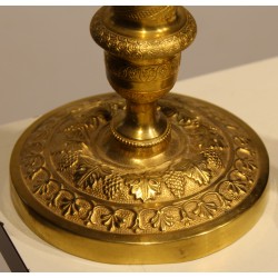 Pair of Empire-style candlesticks in gilded bronze