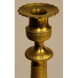 Pair of Empire-style candlesticks in gilded bronze