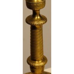 Pair of Empire-style candlesticks in gilded bronze