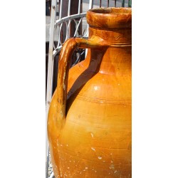 Yellow glazed terracotta jar