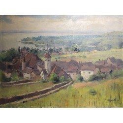 Tableau \"Auvernier\" signé MAFLI