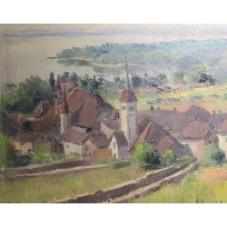 Tableau \"Auvernier\" signé MAFLI