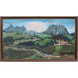Poya \"Montée à l\'alpage\" signée A. MONNEY 1989