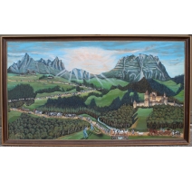 Poya "Montée à l'alpage" signée A. MONNEY 1989