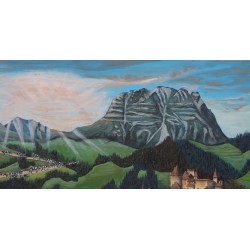 Poya \"Montée à l\'alpage\" signée A. MONNEY 1989