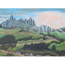 Poya \"Montée à l\'alpage\" signée A. MONNEY 1989