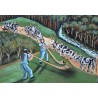 Poya \"Montée à l\'alpage\" signée A. MONNEY 1989