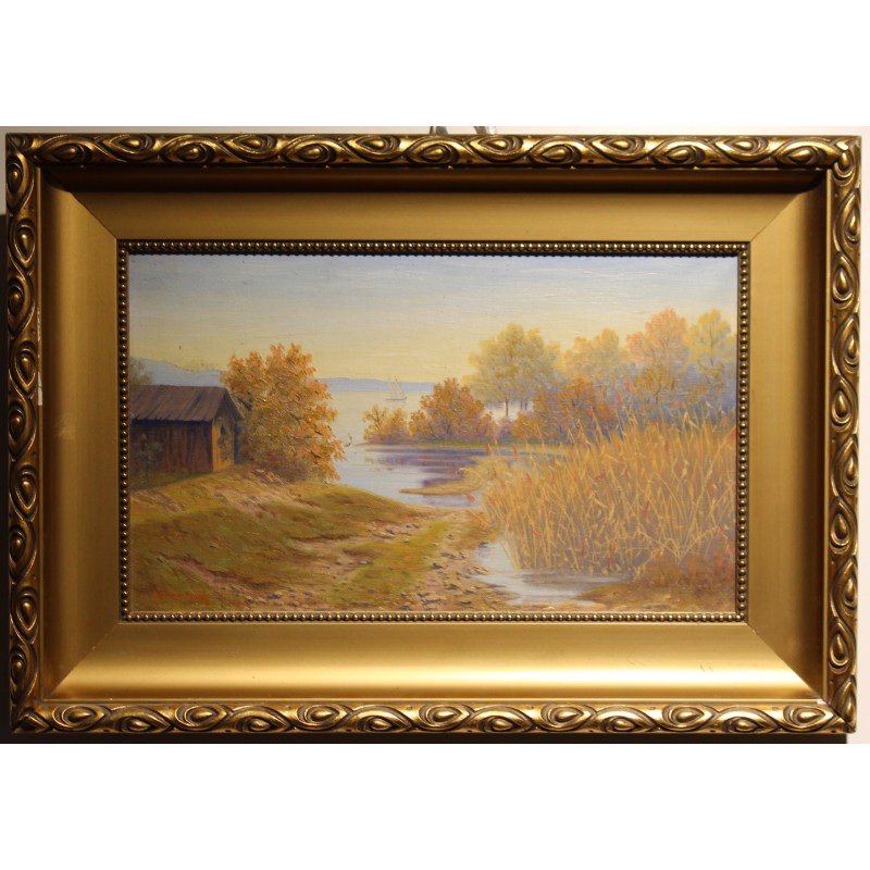 Tableau \"Embouchure Venoge\" signé R. MARGAIRAZ