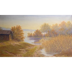 Tableau \"Embouchure Venoge\" signé R. MARGAIRAZ